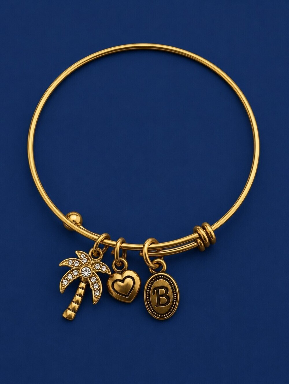 3/$30 BELLA PERLINA Palm Tree and Heart Charm Slide Bracelet